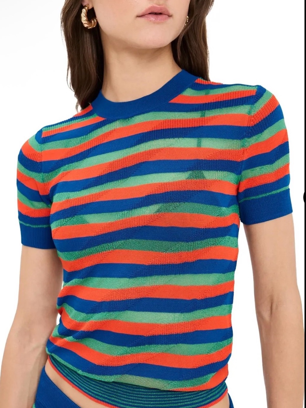 STAUD Ribbed Striped Knit Top